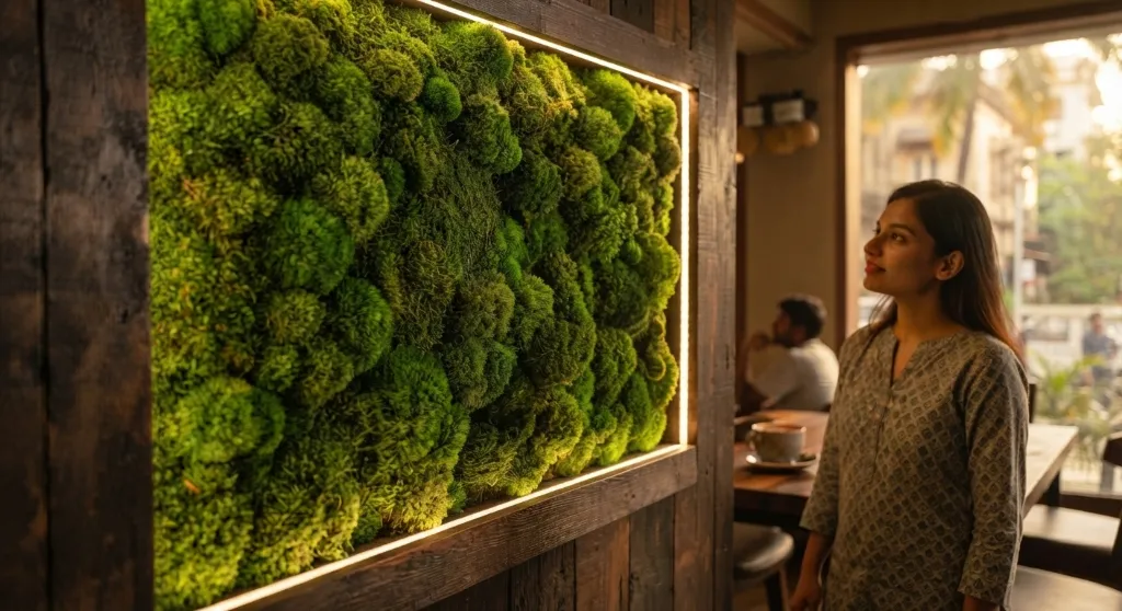Preserved Moss Wall in Commercial Interior